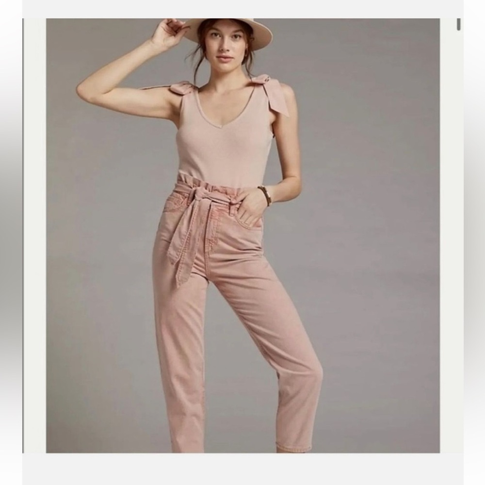 NWT ANTHROPOLOGIE Maeve bow-tie tank light sand